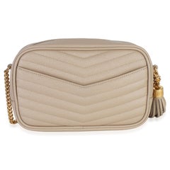 Saint Laurent Beige Grain De Poudre Matelasse Mini Lou Camera Bag
