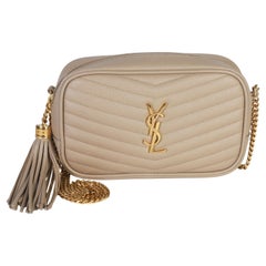 Saint Laurent Beige Grain De Poudre Matelasse Mini Lou Camera Bag