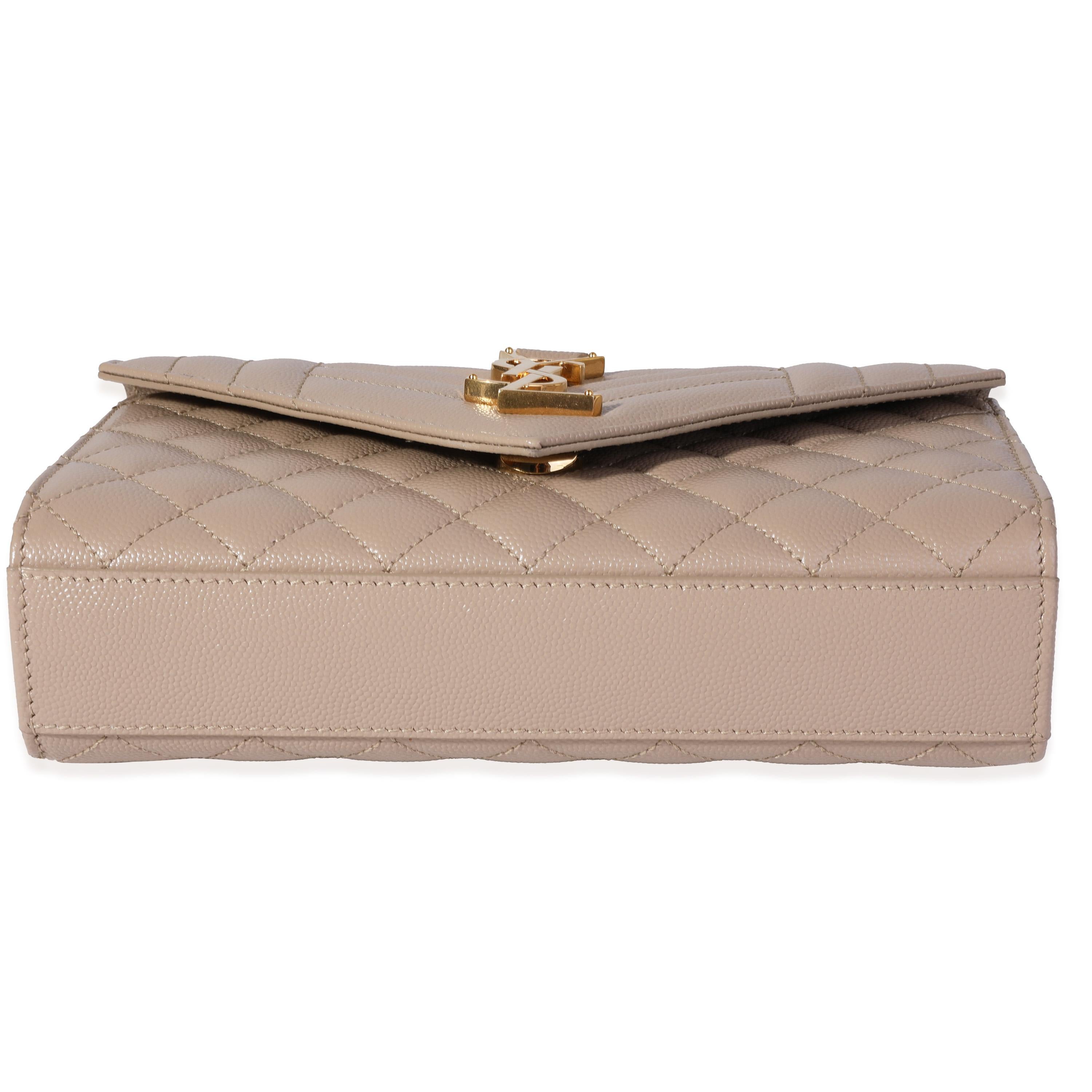 Women's Saint Laurent Beige Grain De Poudre Mix Matelassé Small Envelope Bag