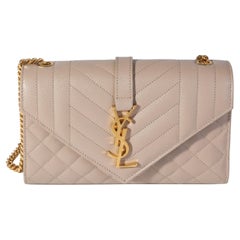 Saint Laurent Beige Grain De Poudre Mix Matelassé Small Envelope Bag