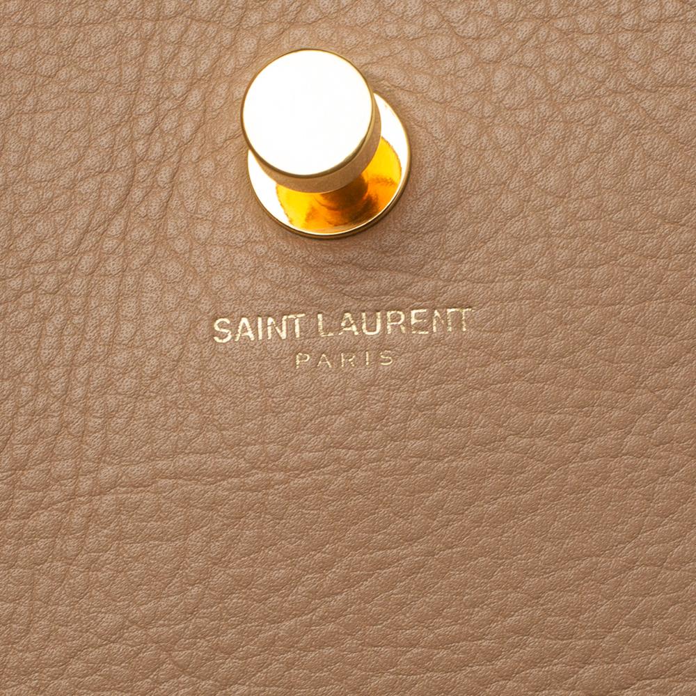 Saint Laurent Beige Leather and Fabric Small Muse Two Bag 4