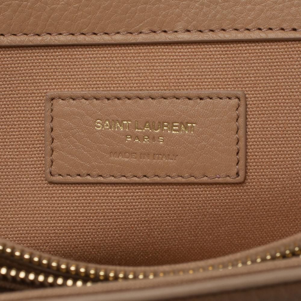 Saint Laurent Beige Leather and Fabric Small Muse Two Bag 5