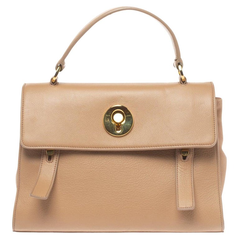 Saint Laurent Beige Leather and Fabric Small Muse Two Bag at 1stDibs