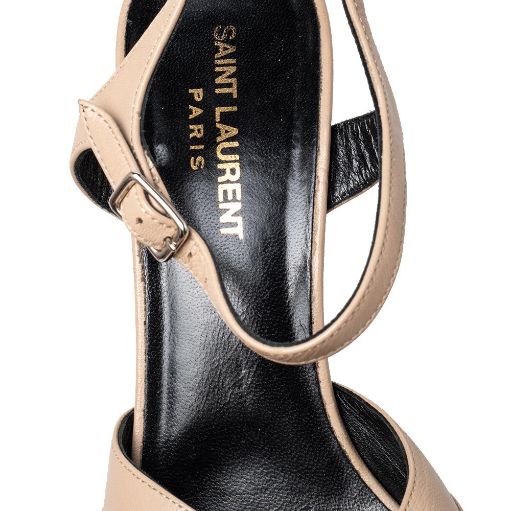 Saint Laurent Beige Leather Candy Platform Sandals Size 38 3