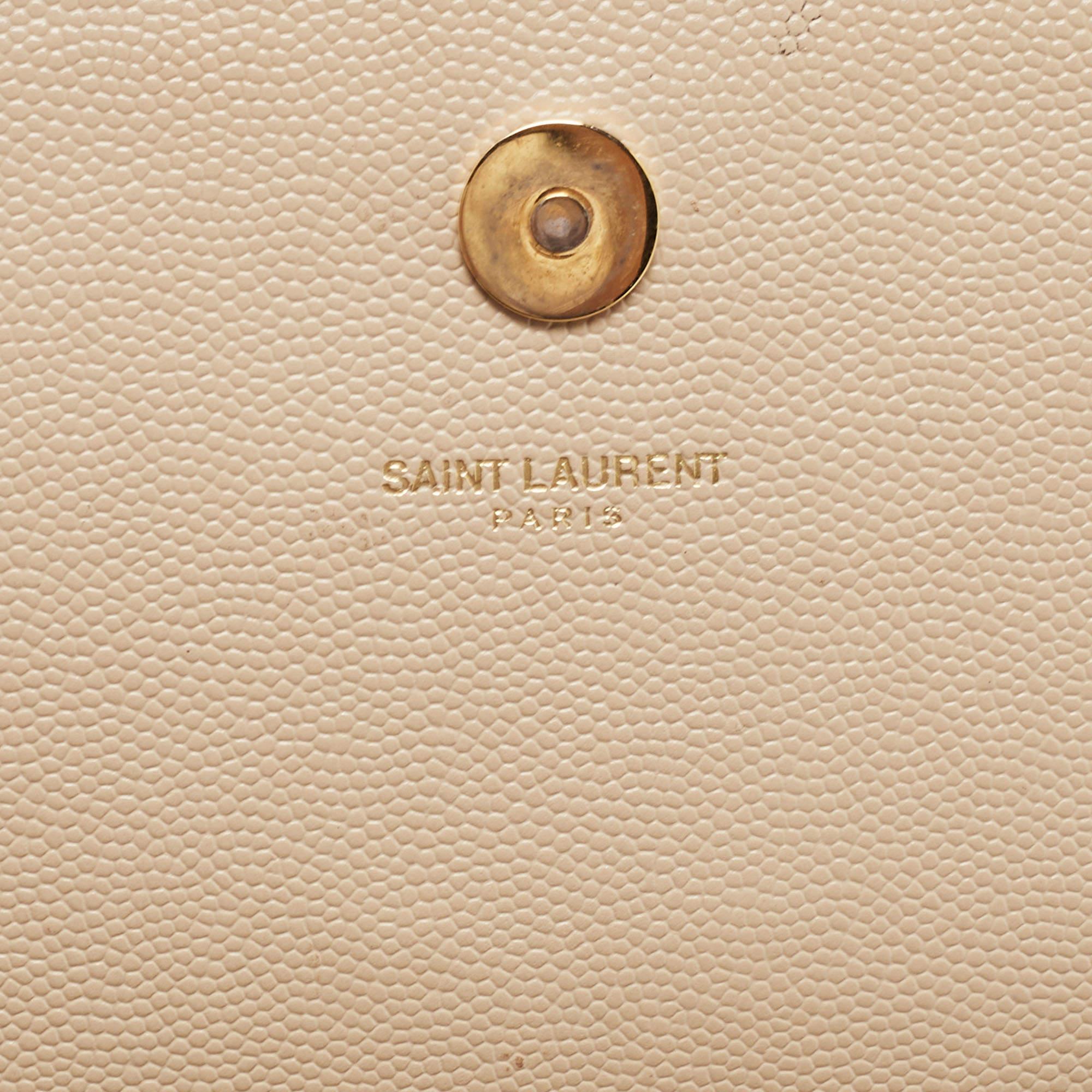 Saint Laurent Beige Leather Cassandra Flap Clutch 11