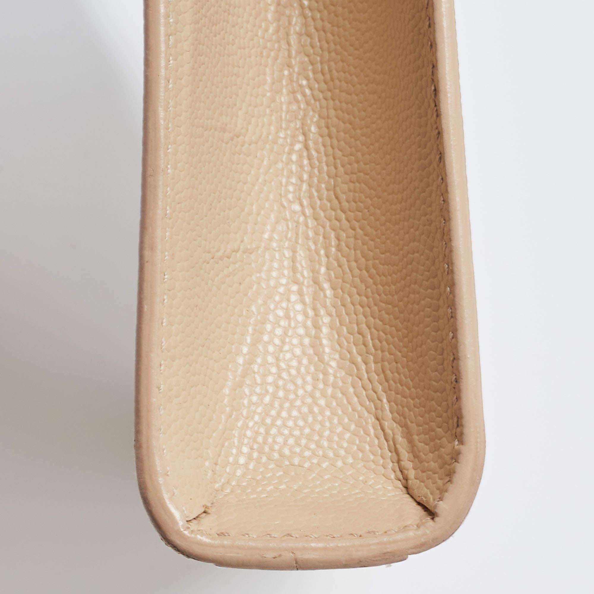 Saint Laurent Beige Leather Cassandra Flap Clutch 3