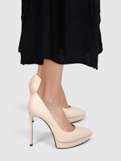 Saint Laurent Beige Leather Janis Pumps Size IT 38.5