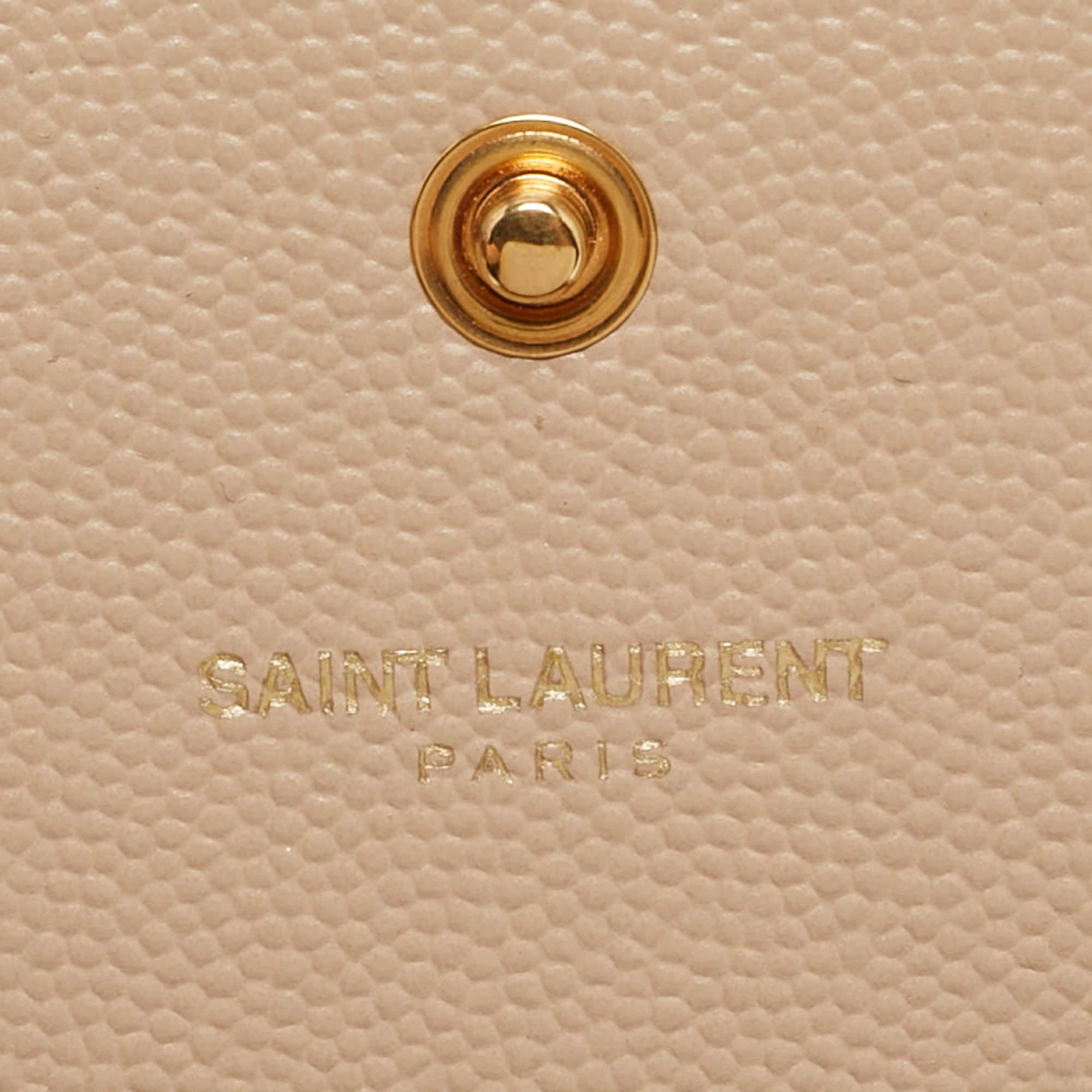 Saint Laurent Beige Leather Kate Chain Clutch 6