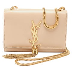 Saint Laurent Beige Leather Kate Tassel Flap Chain Crossbody Bag