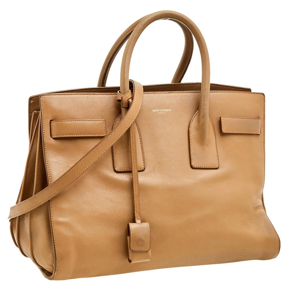 Saint Laurent Beige Leather Large Sac De Jour Tote In Good Condition For Sale In Dubai, Al Qouz 2