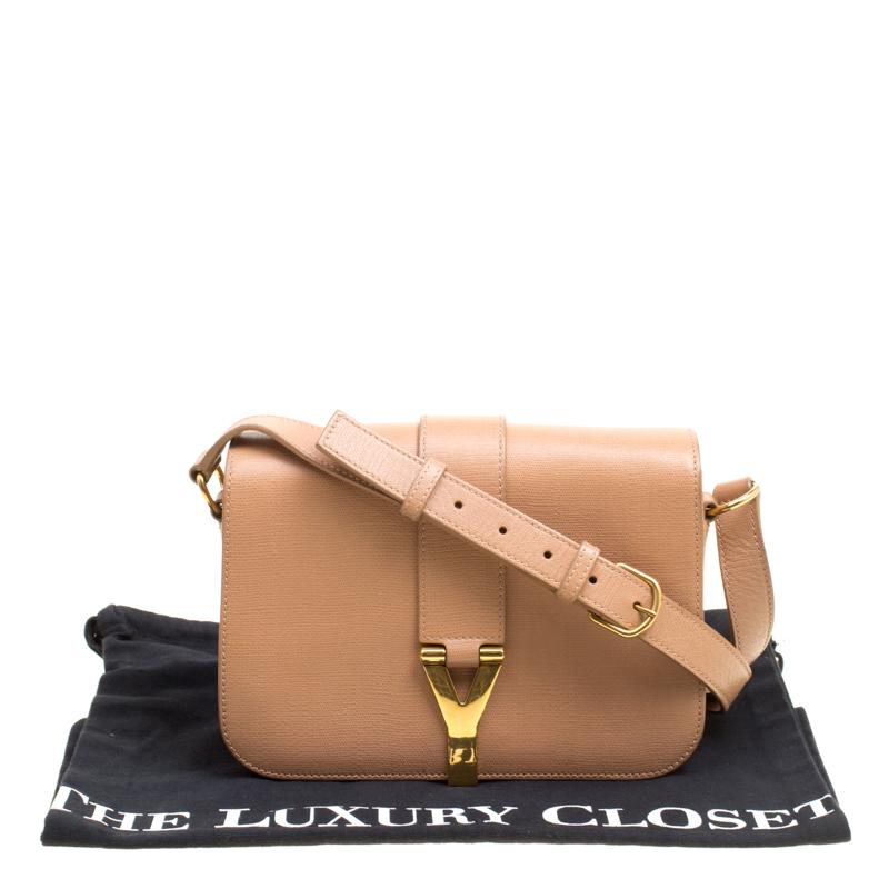 Saint Laurent Beige Leather Medium Chyc Flap Shoulder Bag 6