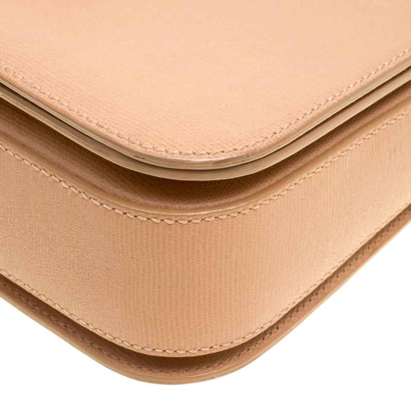 Saint Laurent Beige Leather Medium Chyc Flap Shoulder Bag im Zustand „Gut�“ in Dubai, Al Qouz 2