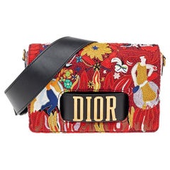 Dior Fire Element Fabric And Leather Dio(r)evolution Flap Shoulder Bag