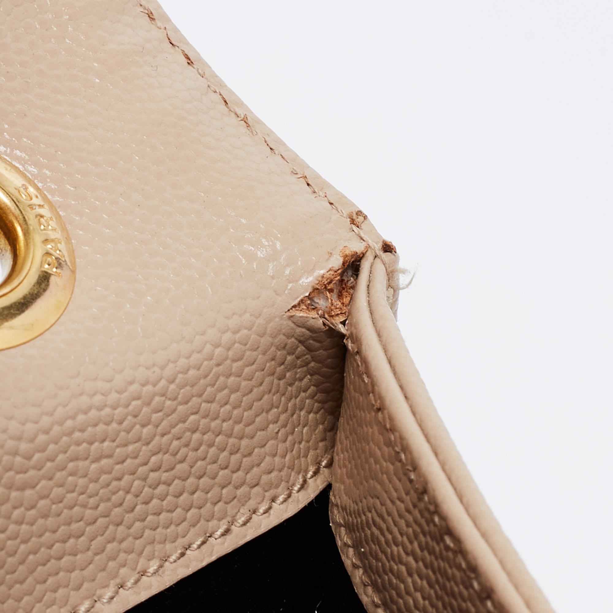Saint Laurent Beige Leather Monogram Envelope Shoulder Bag 6
