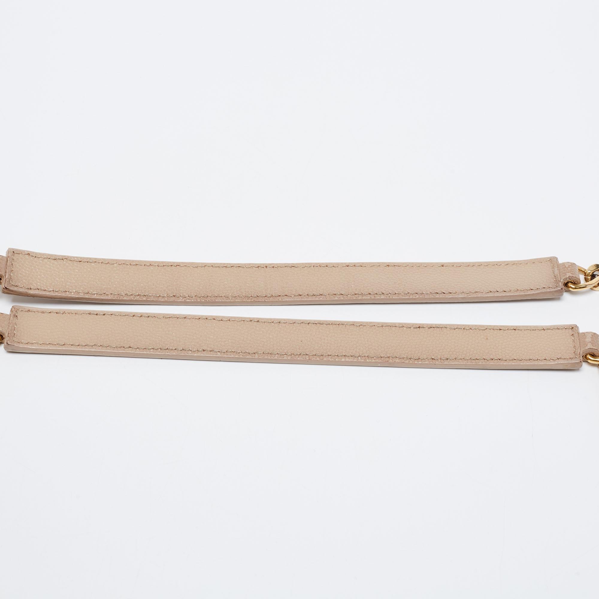 Saint Laurent Beige Leather Monogram Envelope Shoulder Bag 7