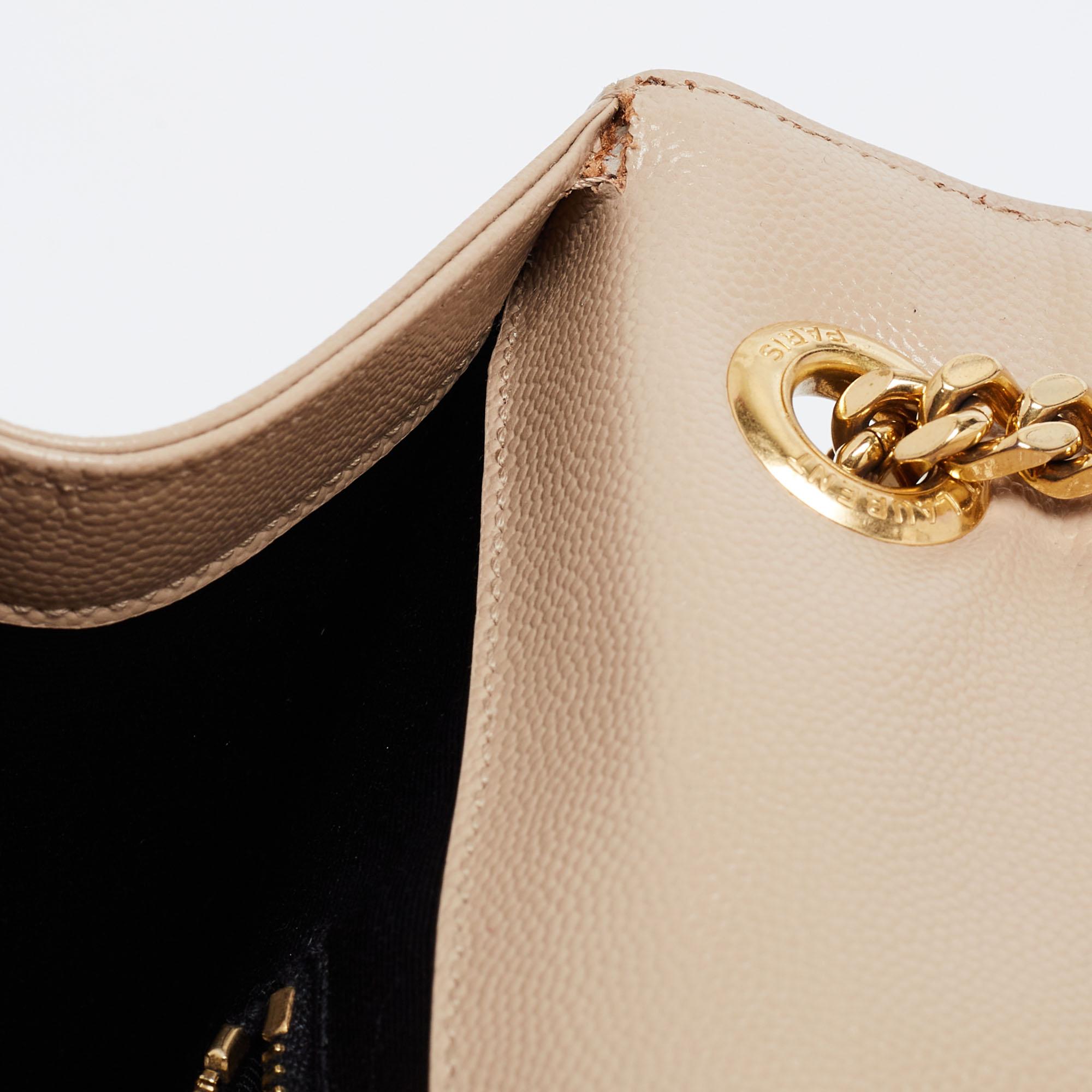 Saint Laurent Beige Leather Monogram Envelope Shoulder Bag 1