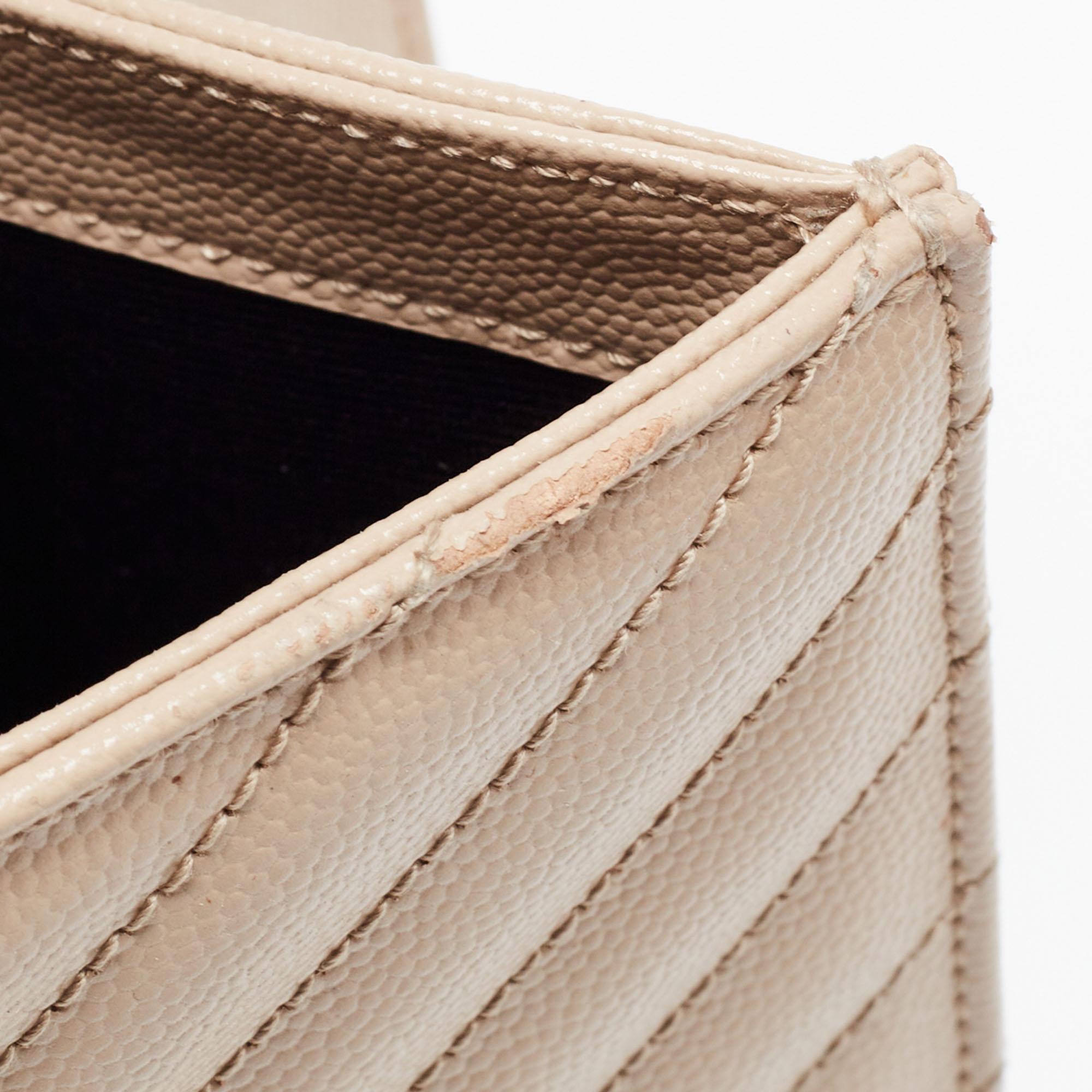 Saint Laurent Beige Leather Monogram Envelope Shoulder Bag 2