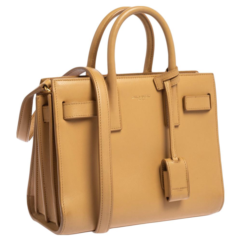 Saint Laurent Beige Leather Nano Classic Sac De Jour Tote In Good Condition In Dubai, Al Qouz 2