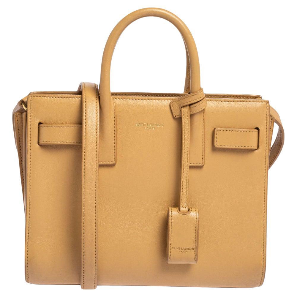 Saint Laurent Beige Leather Nano Classic Sac De Jour Tote