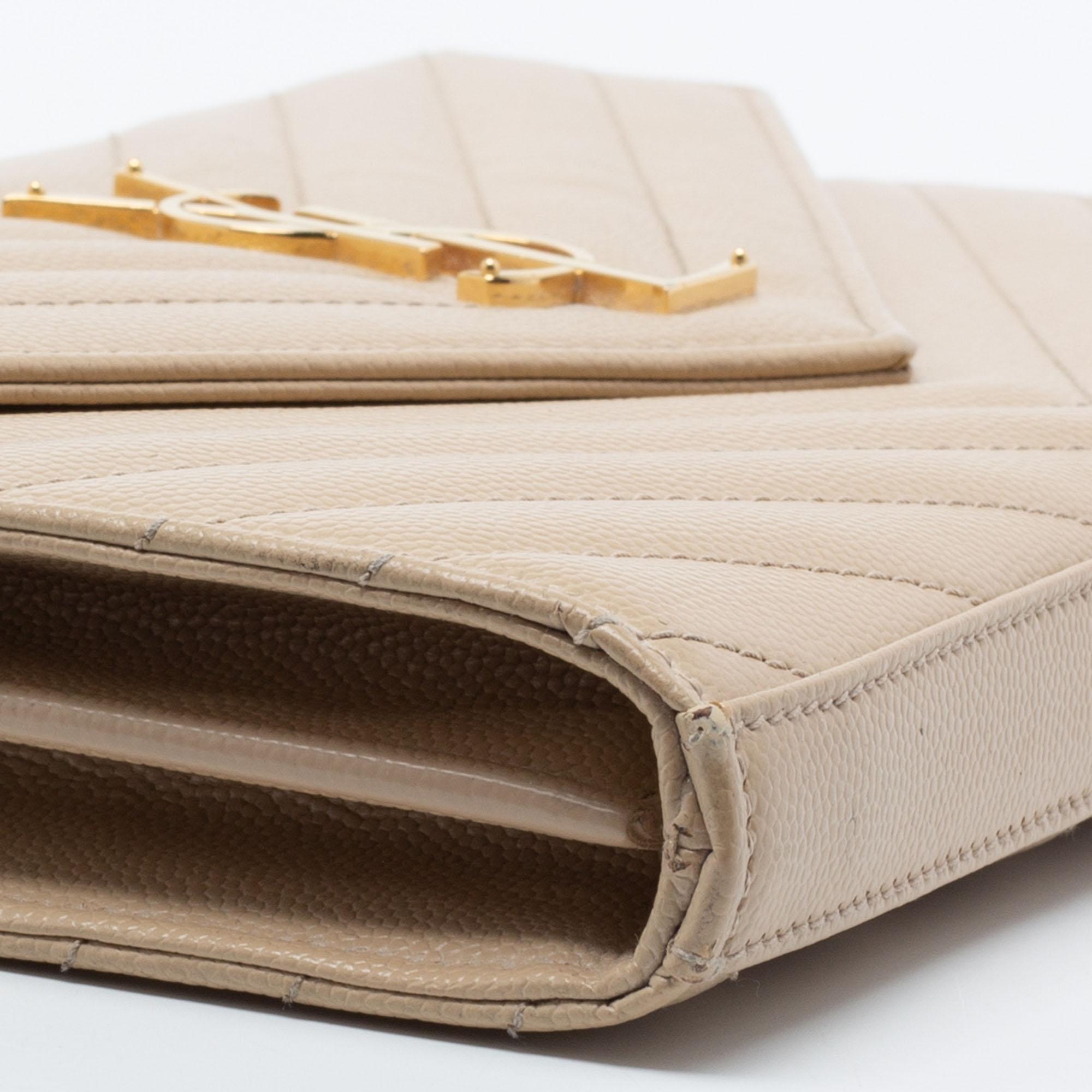Saint Laurent Beige Leather Small Envelope Shoulder Bag 3