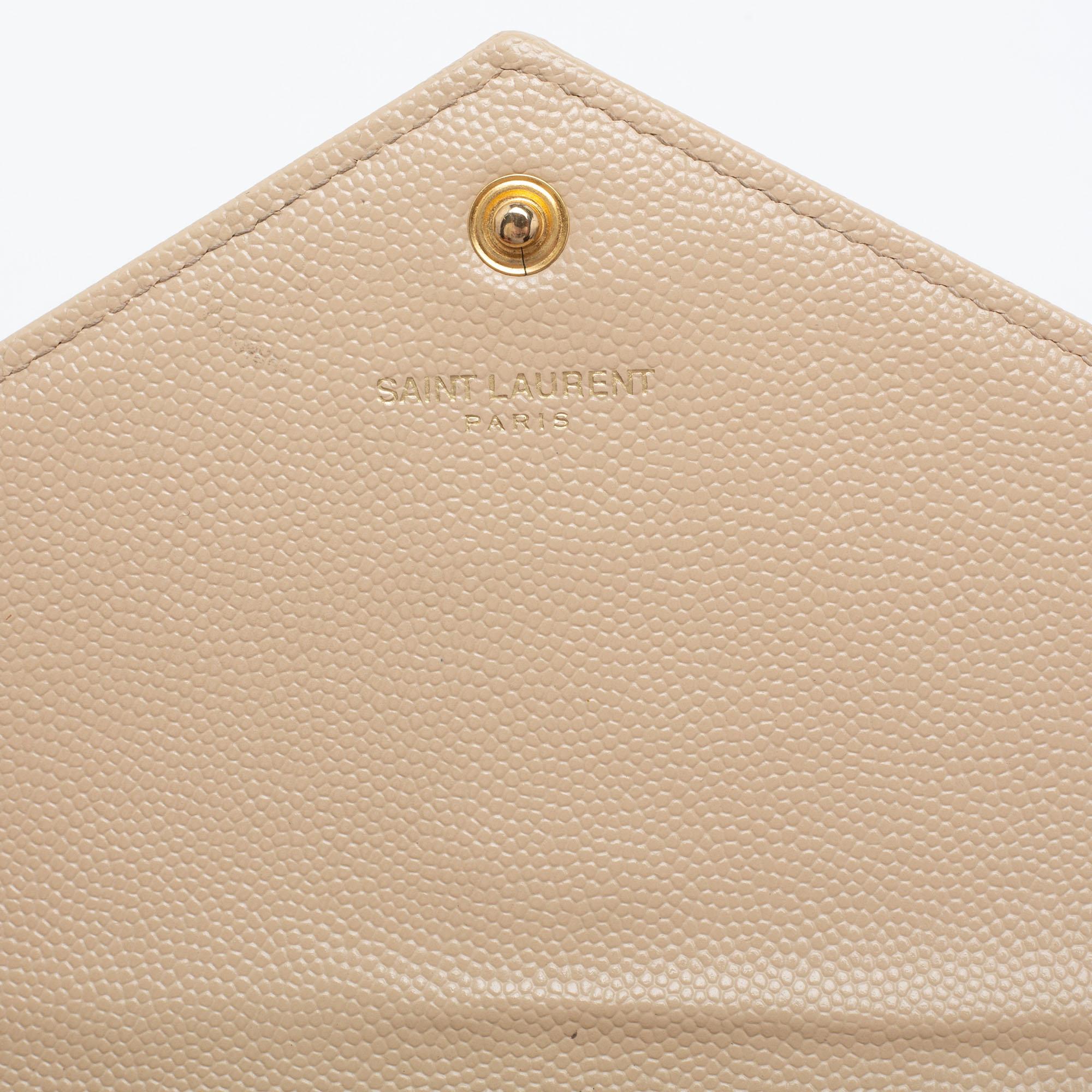Saint Laurent Beige Leather Small Envelope Shoulder Bag 4