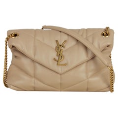 Saint Laurent Beige Leather Small Loulou Puffer Bag
