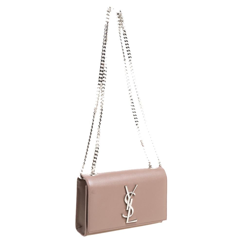 Women's Saint Laurent Beige Leather Small Monogram Kate Shoulder Bag