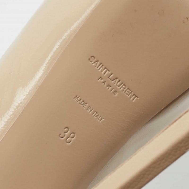 Saint Laurent escarpins à plateforme Tribtoo en cuir beige, taille 38 en vente 4