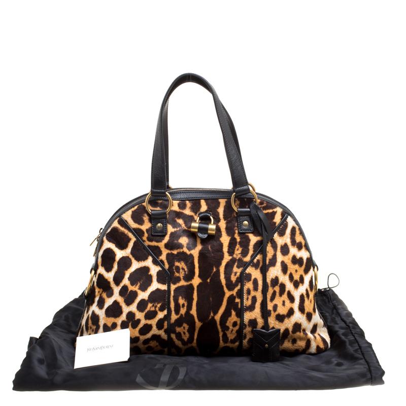 Saint Laurent Beige Leopard Print Calfhair Large Muse Bag 6