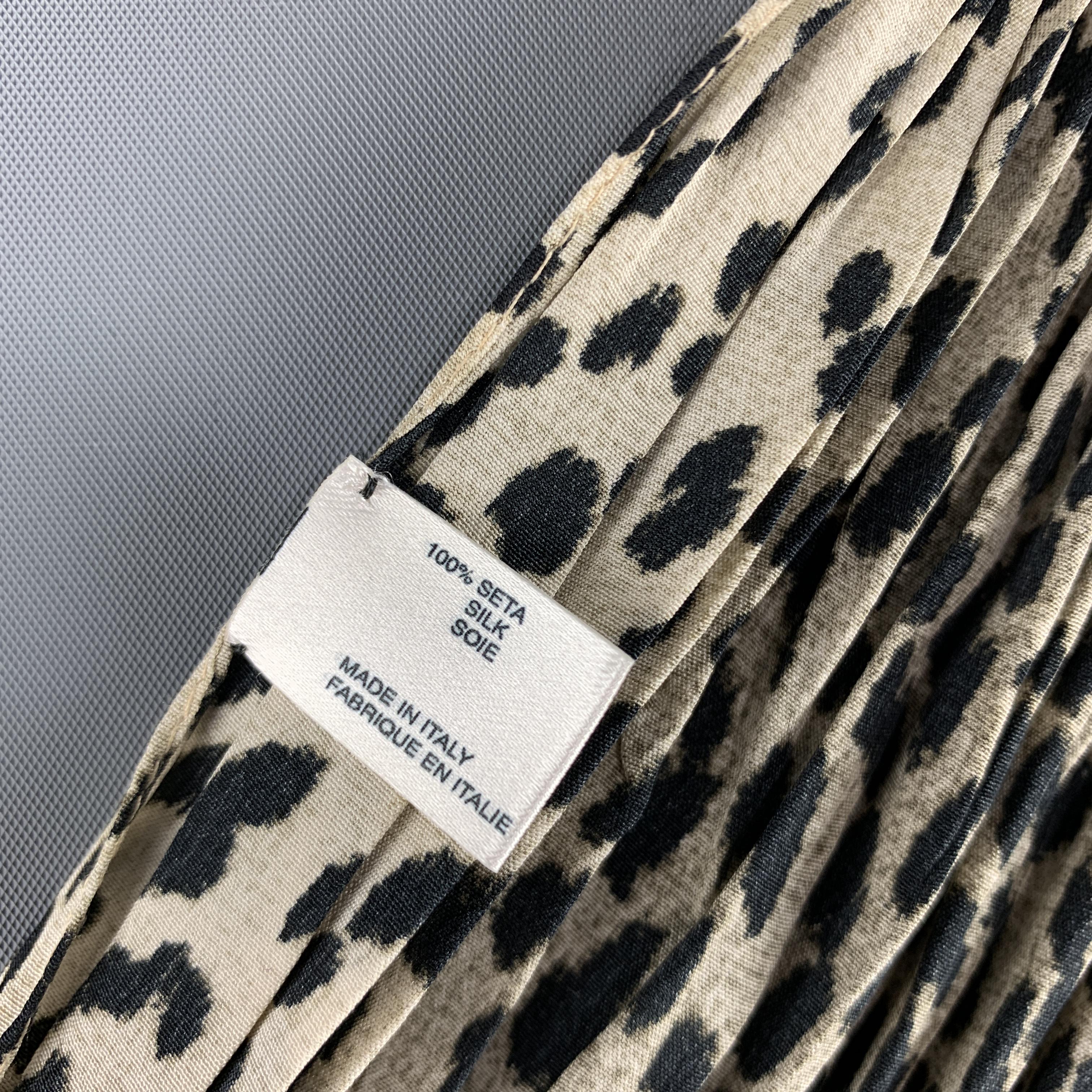 Women's SAINT LAURENT Beige Leopard Print Wrinkle Pleated Silk Scarf