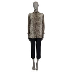 SAINT LAURENT beige LEOPARD silk Blouse Button-Up Shirt 36 XS