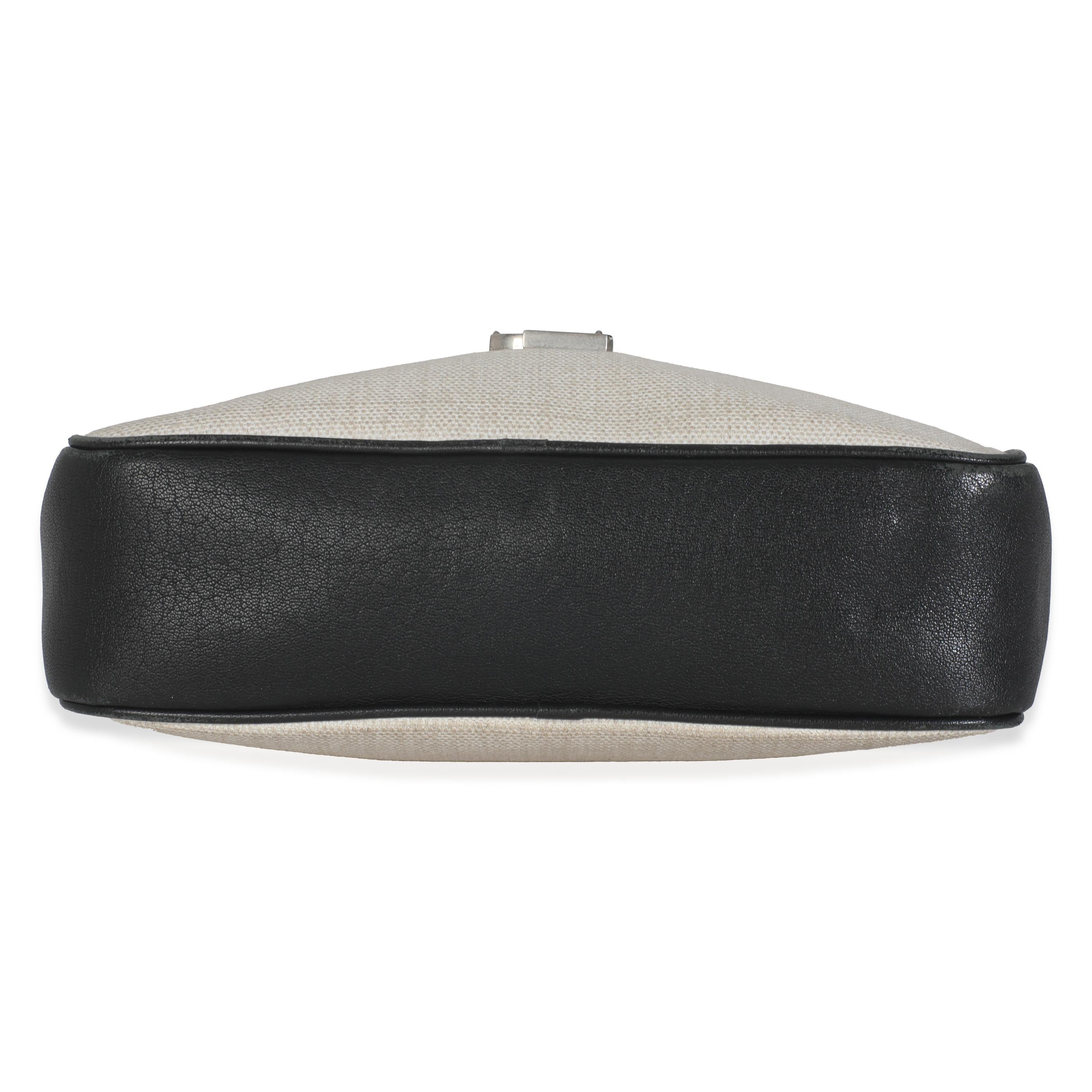 Saint Laurent Beige Linen Canvas Black Lou Camera Bag For Sale 4