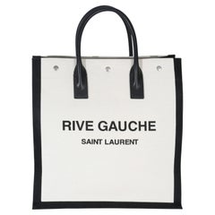 Saint Laurent Beige Leinen Nord Süd Rive Gauche Tote