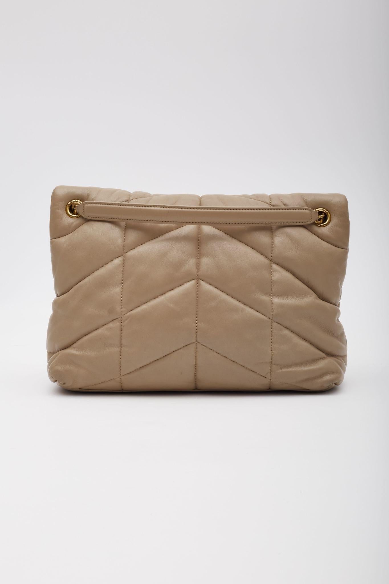 Saint Laurent Beige Loulou Puffer Shoulder Bag (Pre Loved) 1
