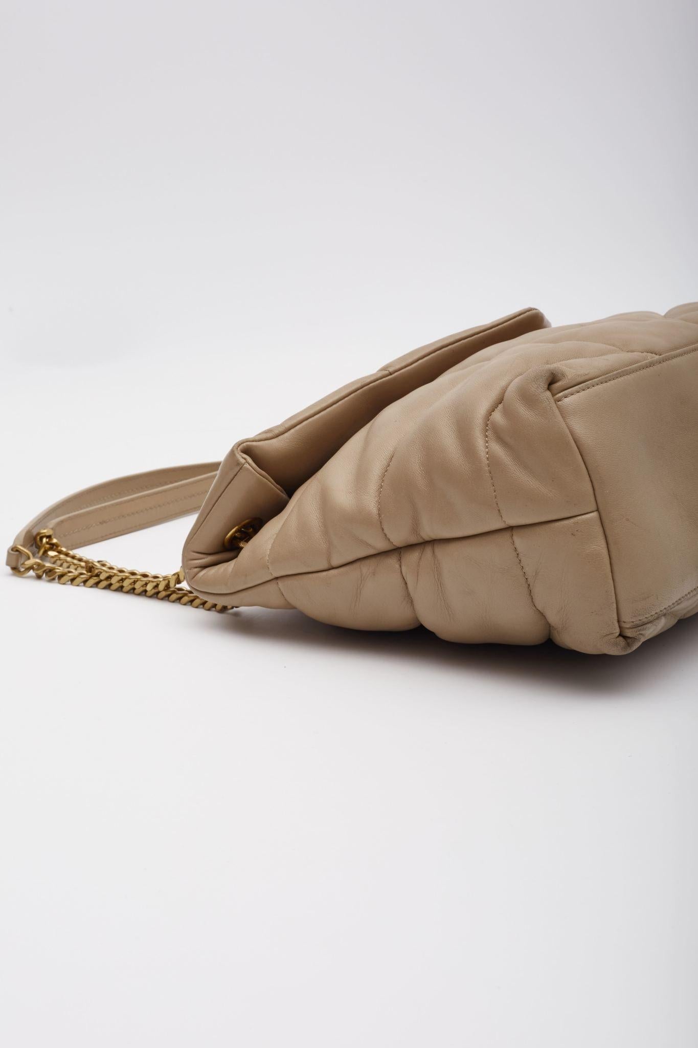 Saint Laurent Beige Loulou Puffer Shoulder Bag (Pre Loved) 4