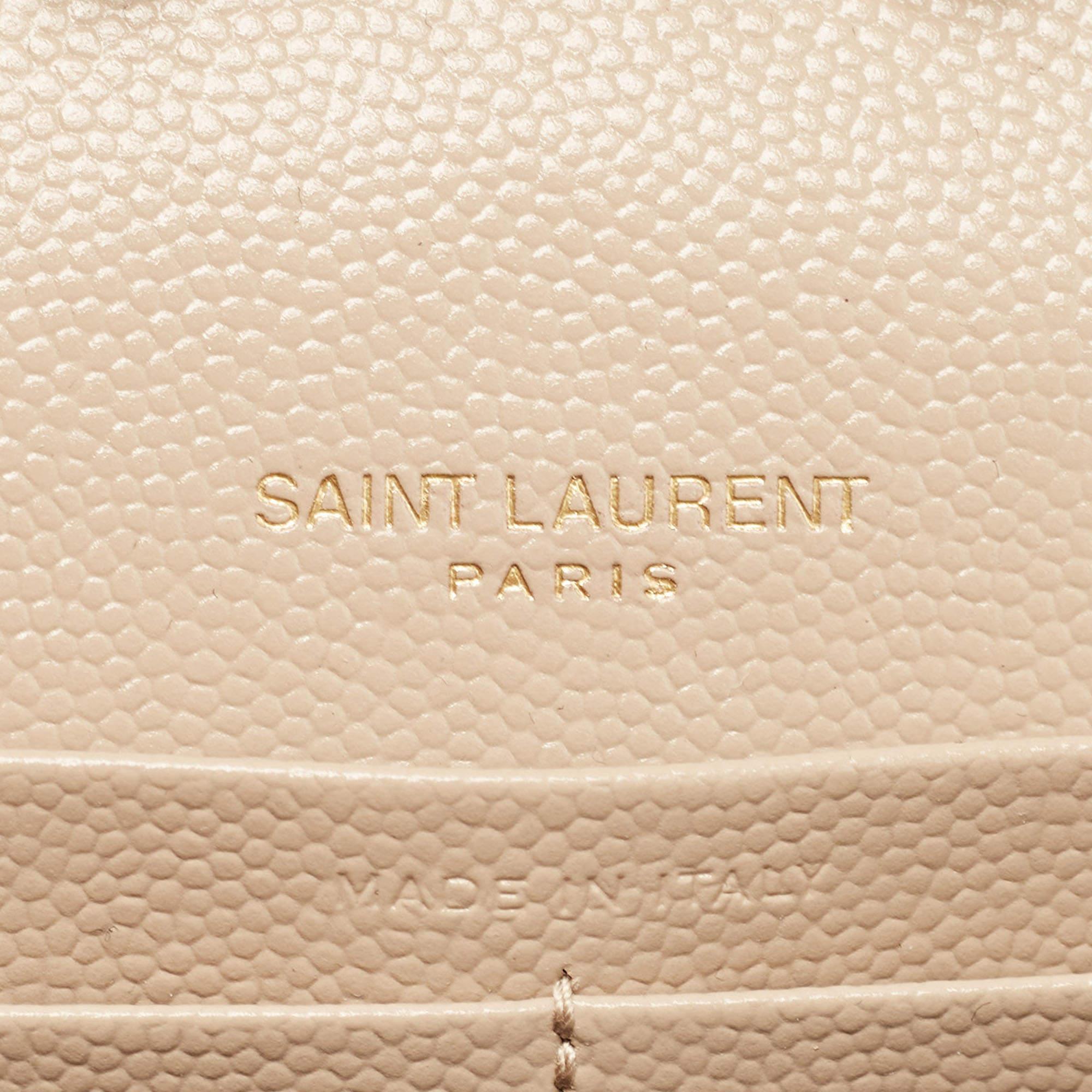 Saint Laurent Beige Matelassé Leather Cassandre Wallet on Chain 8