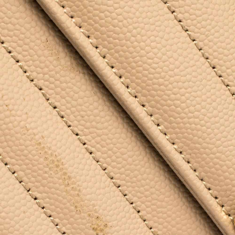 Saint Laurent Beige Matelasse Leather Large Cassandre Flap Bag In Good Condition In Dubai, Al Qouz 2