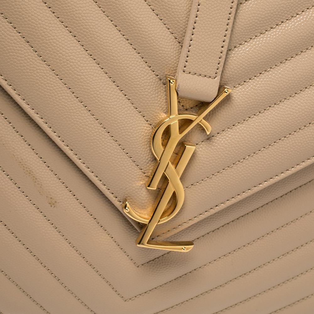 Saint Laurent Beige Matelasse Leder Große Cassandre Klappe Tasche 4