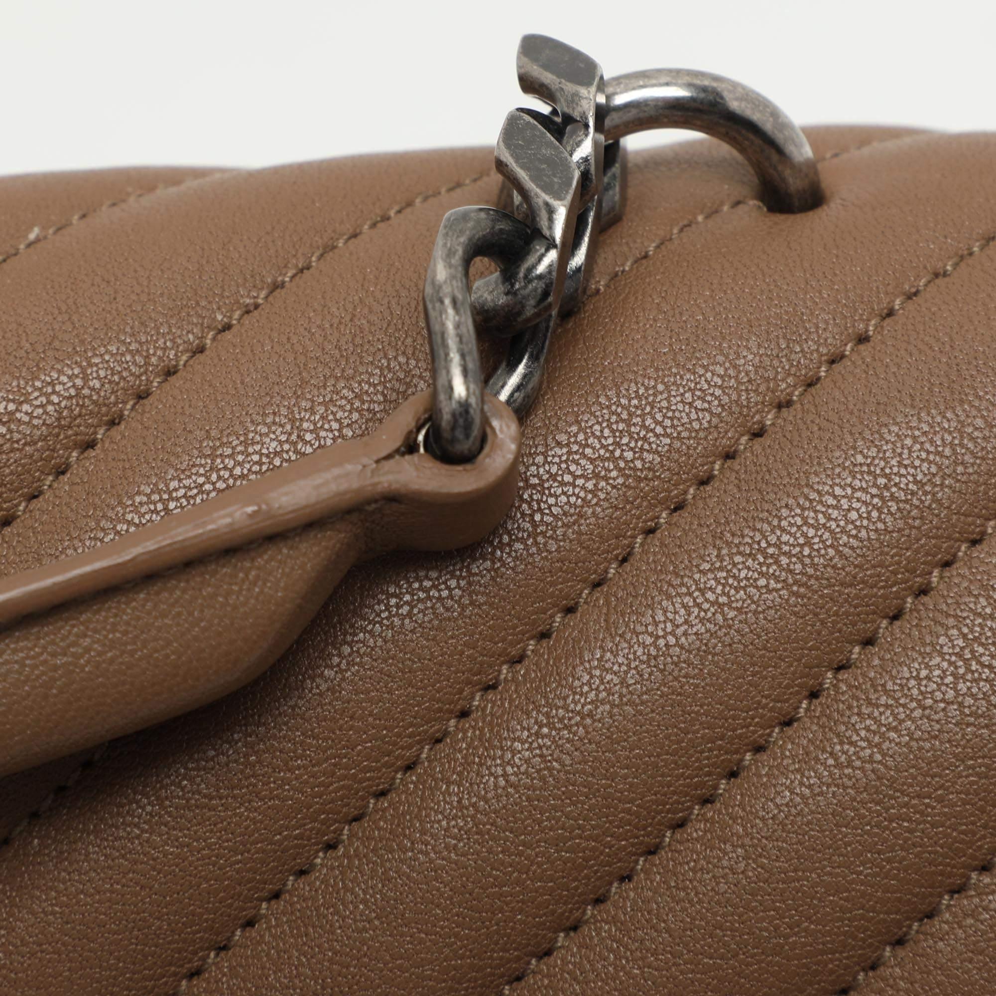 Saint Laurent Beige Matelassé Leather Large College Top Handle Bag 4