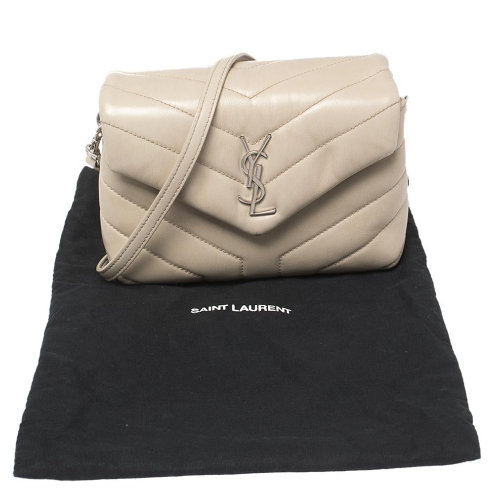 Saint Laurent Beige Matelassé Leder Loulou Crossbody Tasche 7