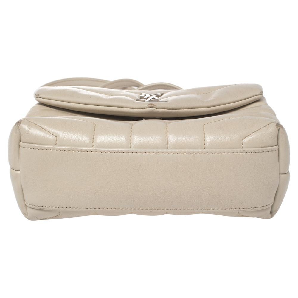 Saint Laurent Beige Matelassé Leder Loulou Crossbody Tasche Damen