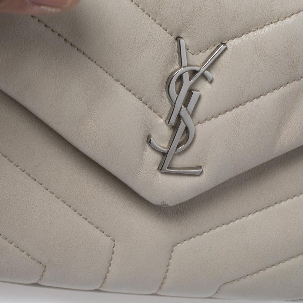 Saint Laurent Beige Matelassé Leder Loulou Crossbody Tasche 2