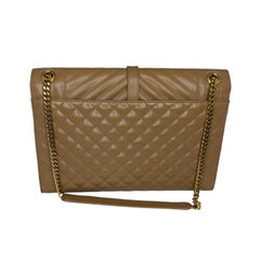 Saint Laurent Beige Monogram Matelassé Triquilt Envelope Large Bag
