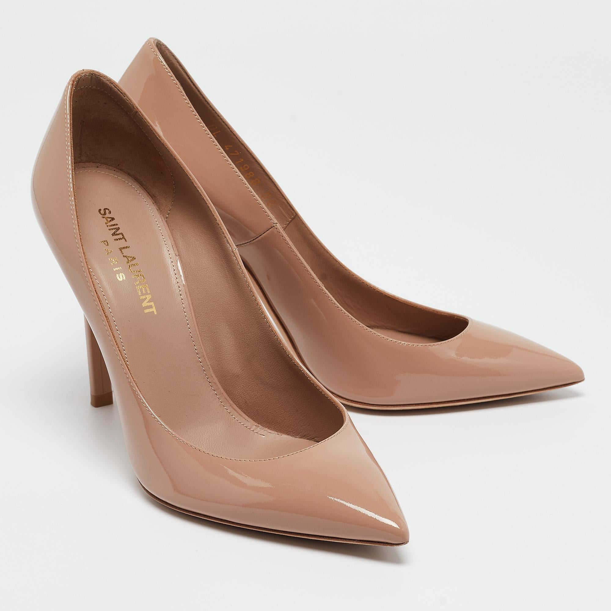 Women's Saint Laurent Beige Patent Beige  Anja Pumps Size 36