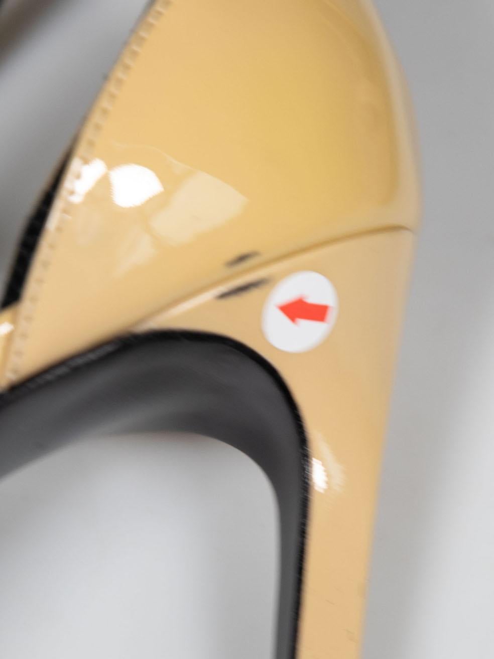 Saint Laurent Beige Patent Leather Jane 105 Strap Sandals Size IT 36.5 For Sale 2