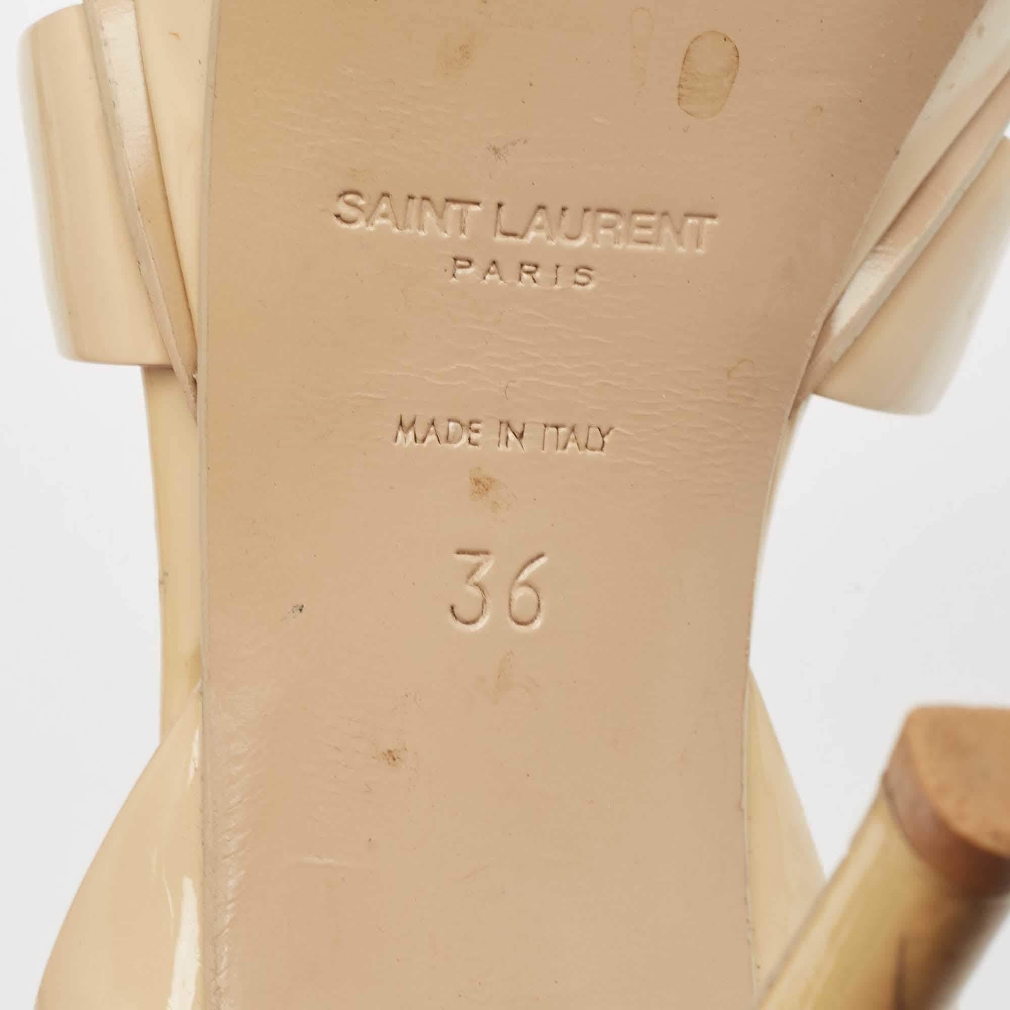 Saint Laurent Beige Patent Leather Tribute Sandals Size 36 4