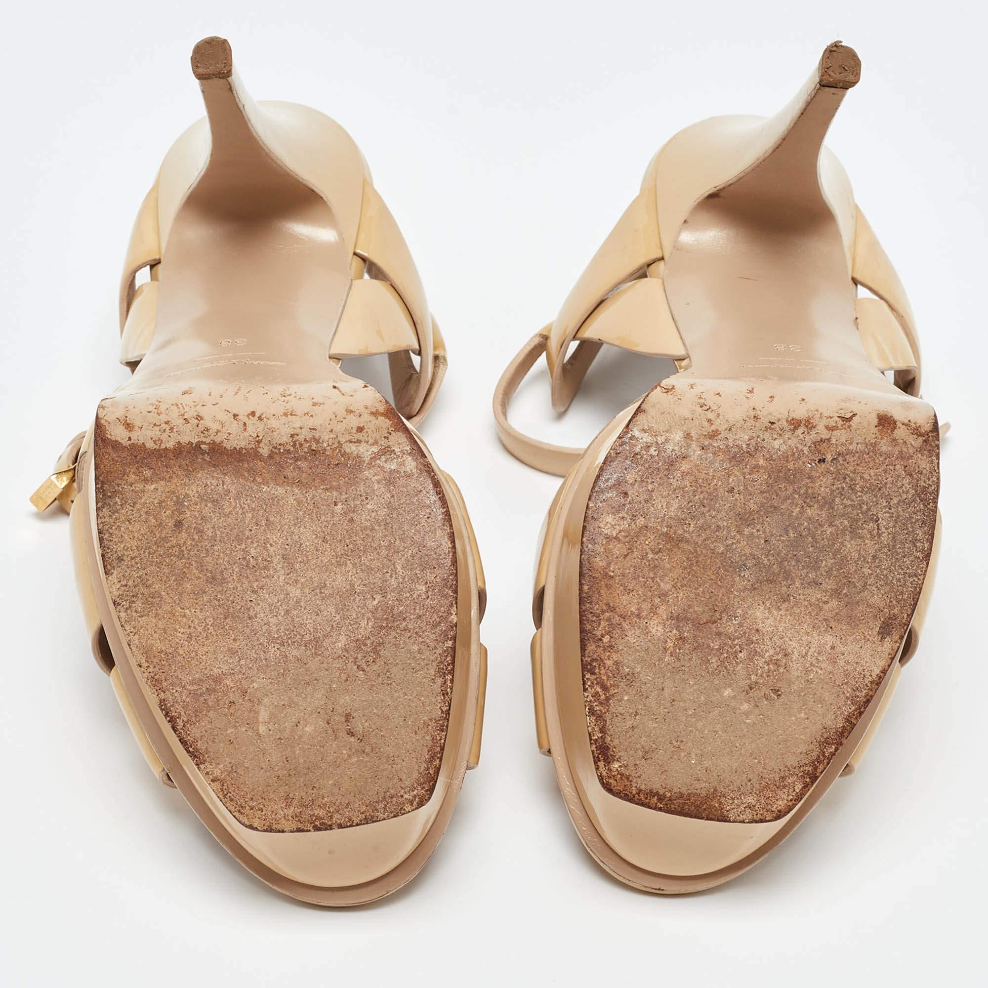 Saint Laurent Sandali Tribute in vernice beige misura 38 1