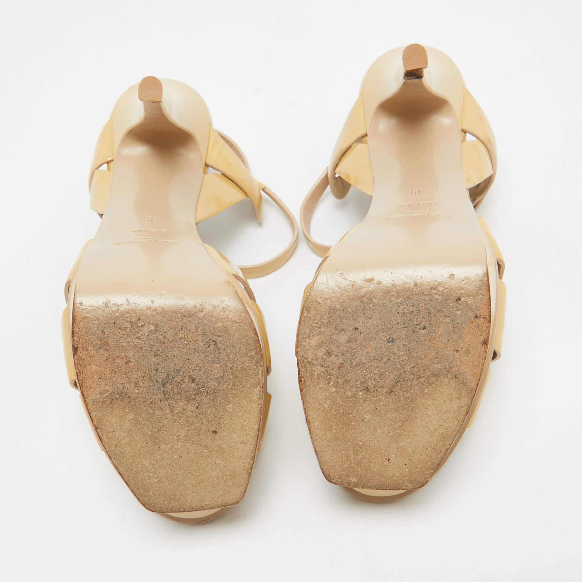Saint Laurent Sandali Tribute in vernice beige misura 39 2