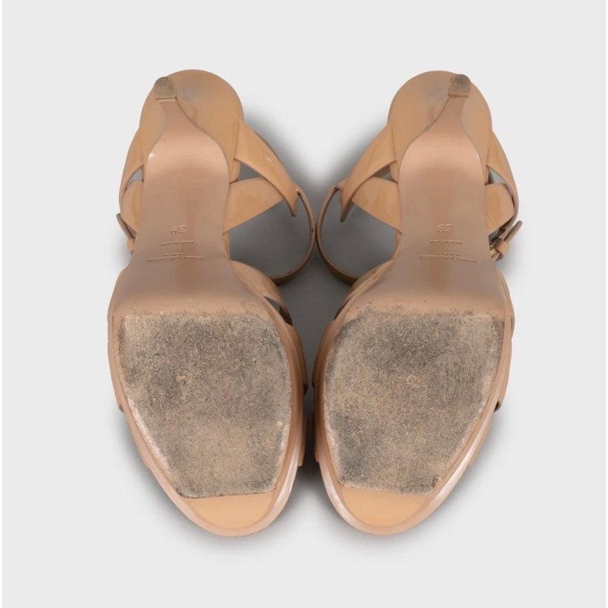 Donna Saint Laurent Sandali con zeppa in vernice beige - Taglia 39 in vendita