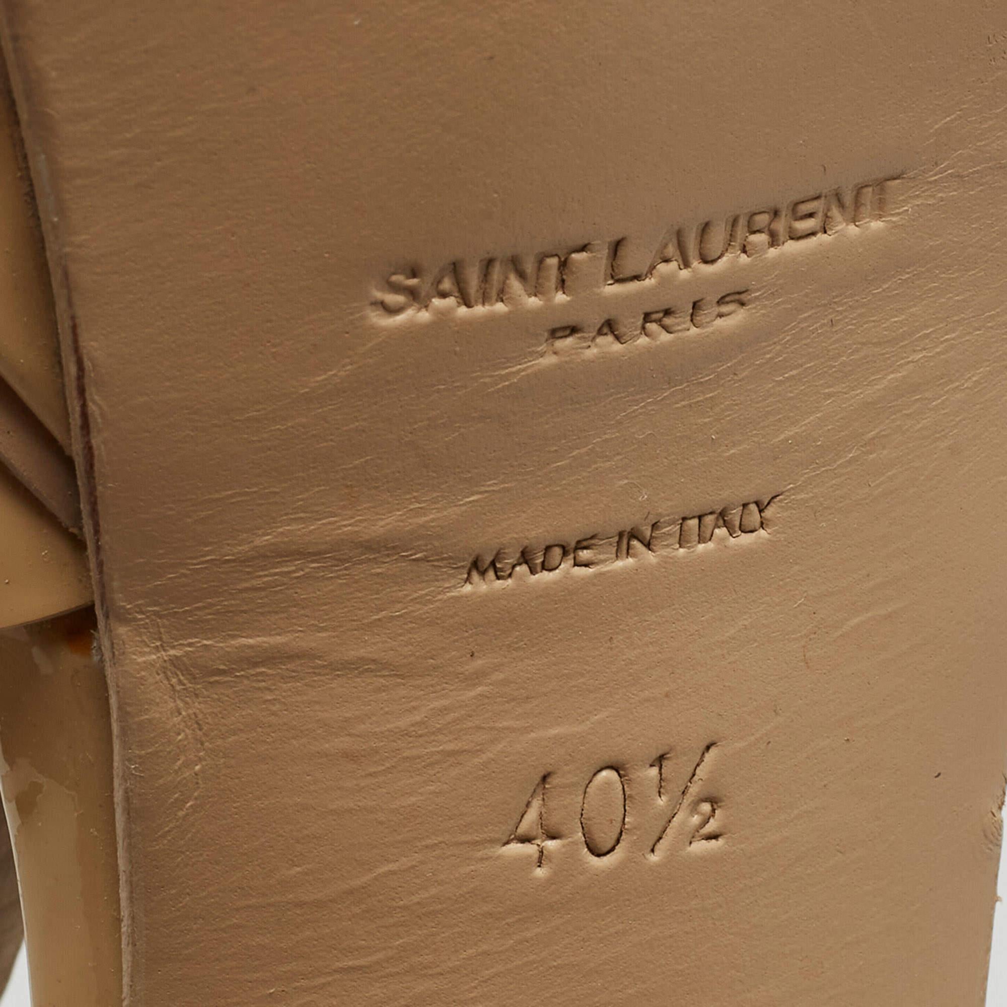 Saint Laurent Sandalias tobilleras Tribute charol beige talla 40.5 en venta 3